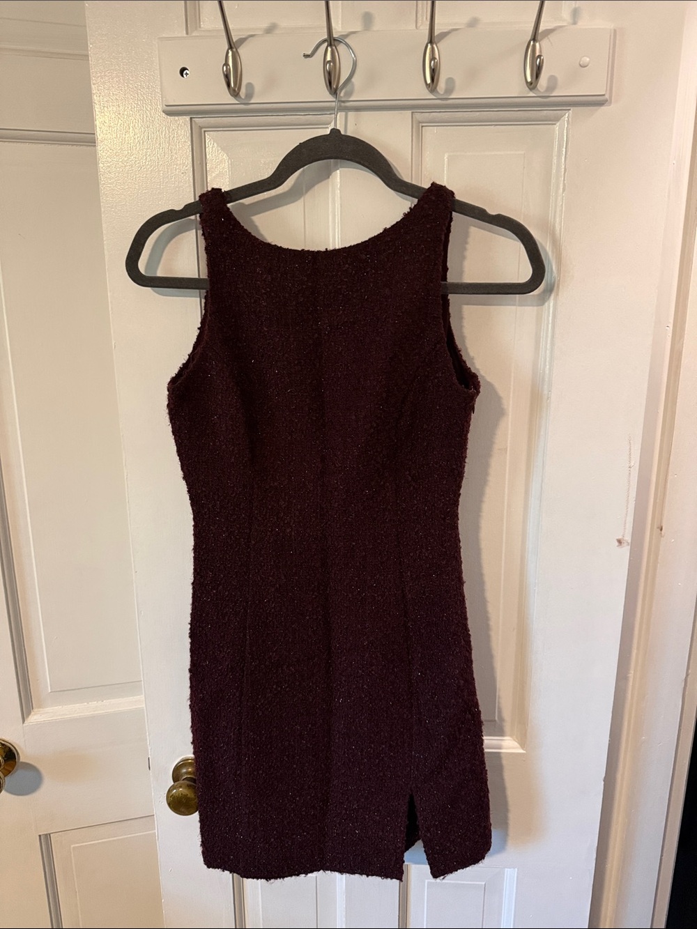 Wayf Burgundy Tweed Cocktail Dress